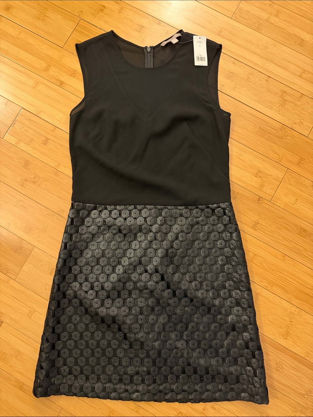 Banana Republic Black Sleeveless Mini Dress with Textured Skirt. NWT.